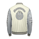 Custom White Grey Letterman Varsity Jacket Personalized Embroidery Printing