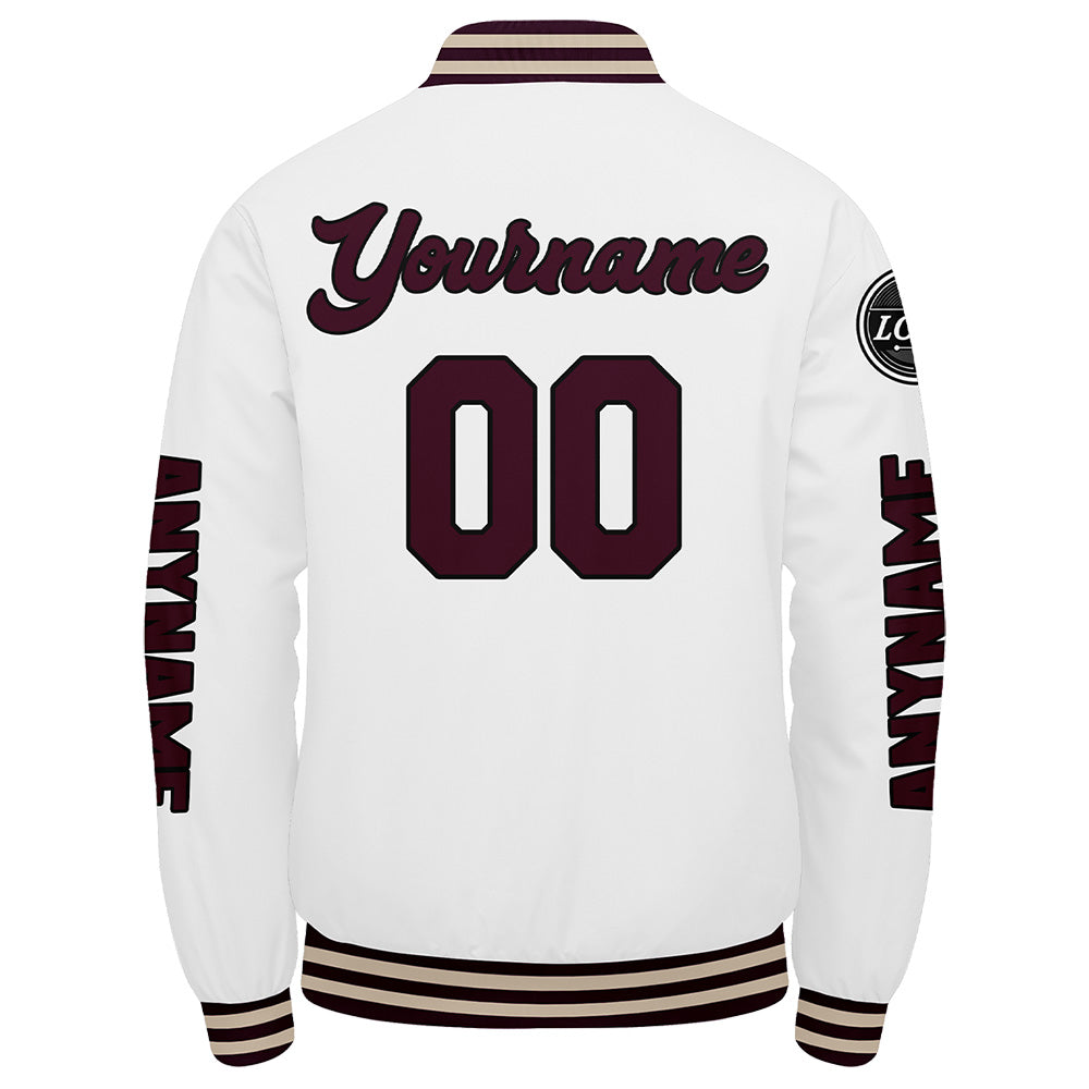 Custom Marroon White Varsity Jackets for Men Women Youth Personalized Letterman Jackets