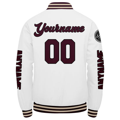 Custom Marroon White Varsity Jackets for Men Women Youth Personalized Letterman Jackets