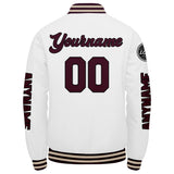 Custom Marroon White Varsity Jackets for Men Women Youth Personalized Letterman Jackets