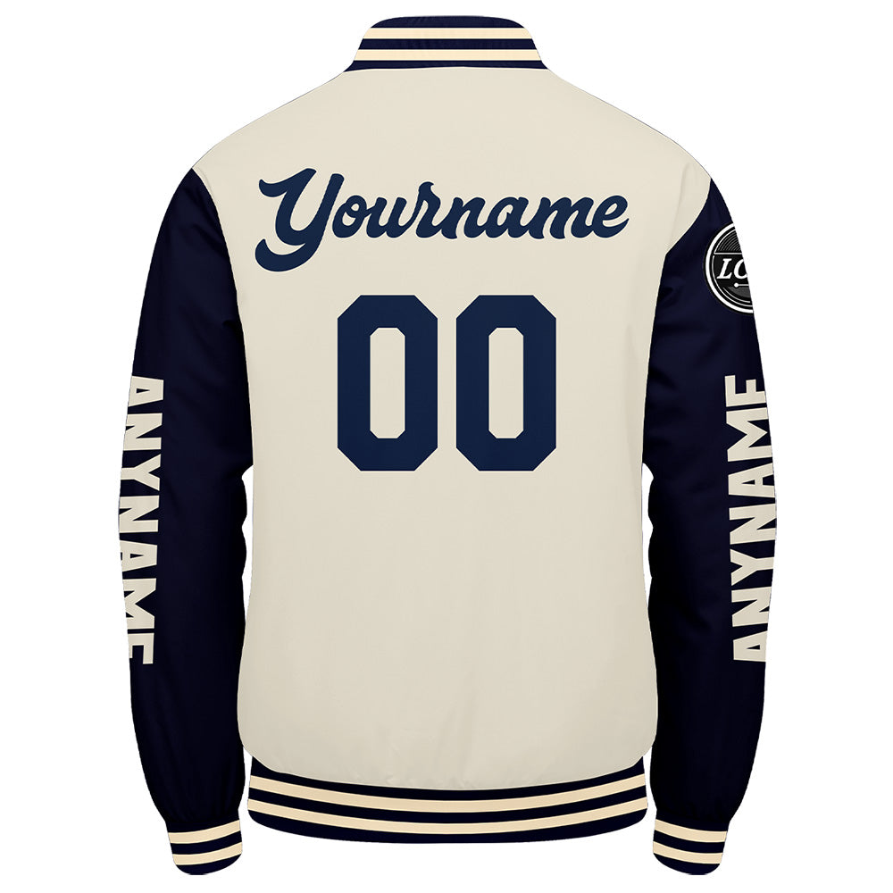 Custom Navy Cream Varsity Jackets for Men Women Youth Personalized Letterman Jackets