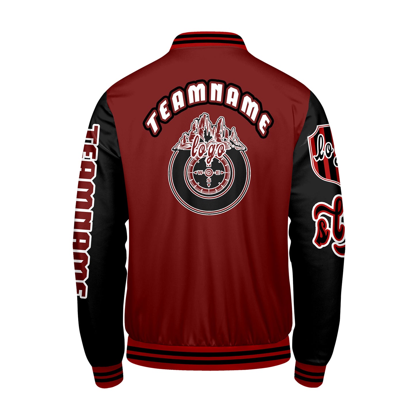 Custom Red Black Letterman Varsity Jacket Personalized Embroidery Printing
