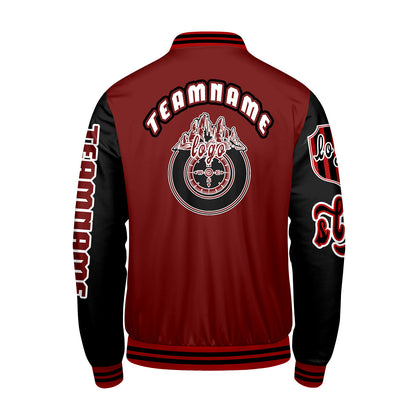 Custom Red Black Letterman Varsity Jacket Personalized Embroidery Printing