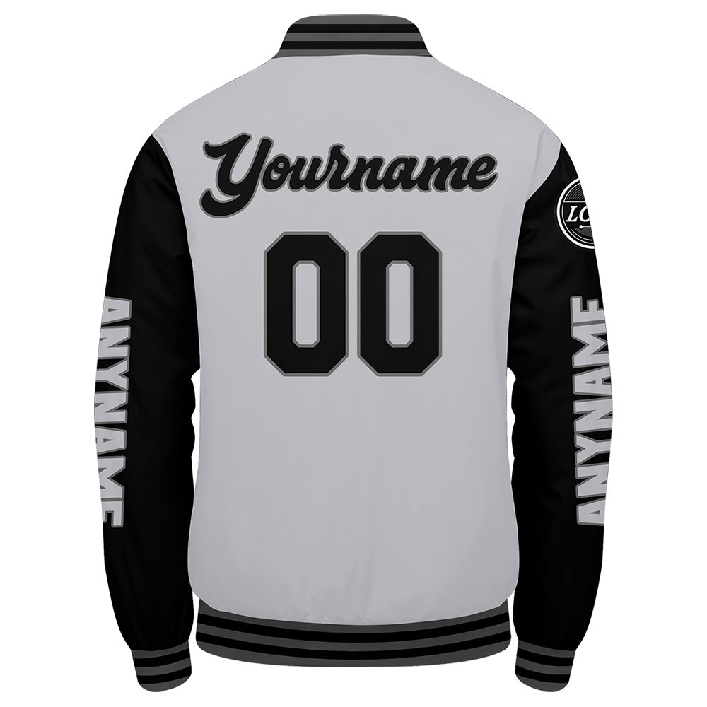 Custom Grey Black Varsity Jackets for Men Women Youth Personalized Letterman Jackets