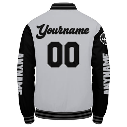 Custom Grey Black Varsity Jackets for Men Women Youth Personalized Letterman Jackets