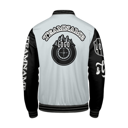 Custom Grey Black Letterman Varsity Jacket Personalized Embroidery Printing