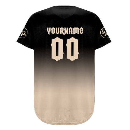 Custom Black Beige Baseball Jersey Personalized Gradient Team Uniforms Shirt with Name Number