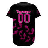 Custom Black Rose Pink Baseball Jersey Personalized Gradient Team Uniforms Shirt with Name Number