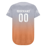 Custom Light Grey Light Orange Baseball Jersey Personalized Gradient Team Uniforms Shirt with Name Number