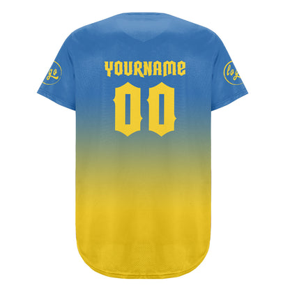 Custom Blue Yellow Baseball Jersey Personalized Gradient Team Uniforms Shirt with Name Number