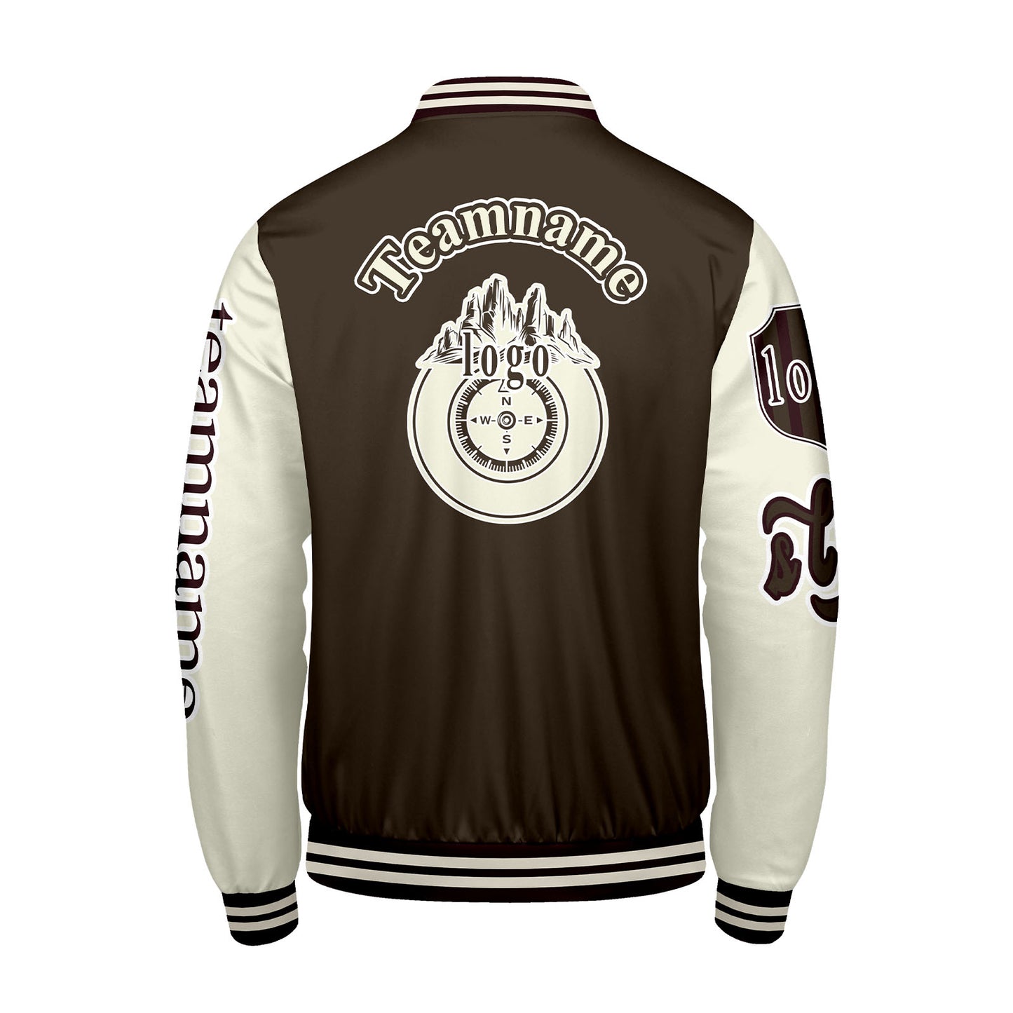 Custom Brown White Letterman Varsity Jacket Personalized Embroidery Printing