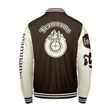 Custom Brown White Letterman Varsity Jacket Personalized Embroidery Printing