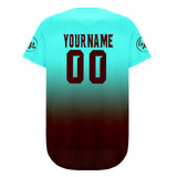 Custom Cyan Drake Brown Baseball Jersey Personalized Gradient Team Uniforms Shirt with Name Number