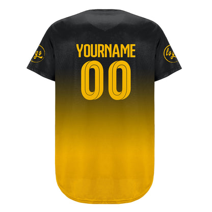 Custom Black Yellow Baseball Jersey Personalized Gradient Team Uniforms Shirt with Name Number