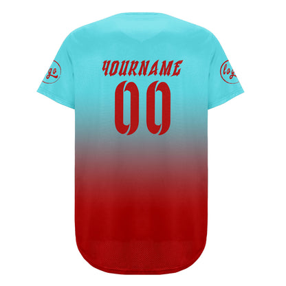 Custom Blue Red Baseball Jersey Personalized Gradient Team Uniforms Shirt with Name Number
