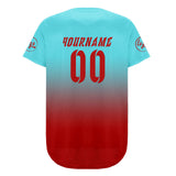 Custom Blue Red Baseball Jersey Personalized Gradient Team Uniforms Shirt with Name Number