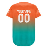 Custom Orange Cyan Baseball Jersey Personalized Gradient Team Uniforms Shirt with Name Number