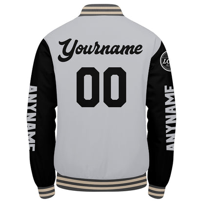 Custom Grey Black Cream Varsity Jackets for Men Women Youth Personalized Letterman Jackets