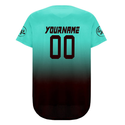 Custom Cyan Brown Baseball Jersey Personalized Gradient Team Uniforms Shirt with Name Number