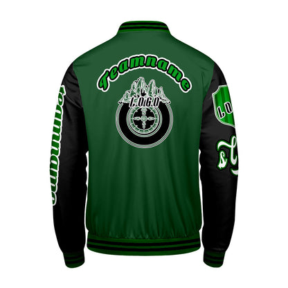 Custom Green Black Letterman Varsity Jacket Personalized Embroidery Printing