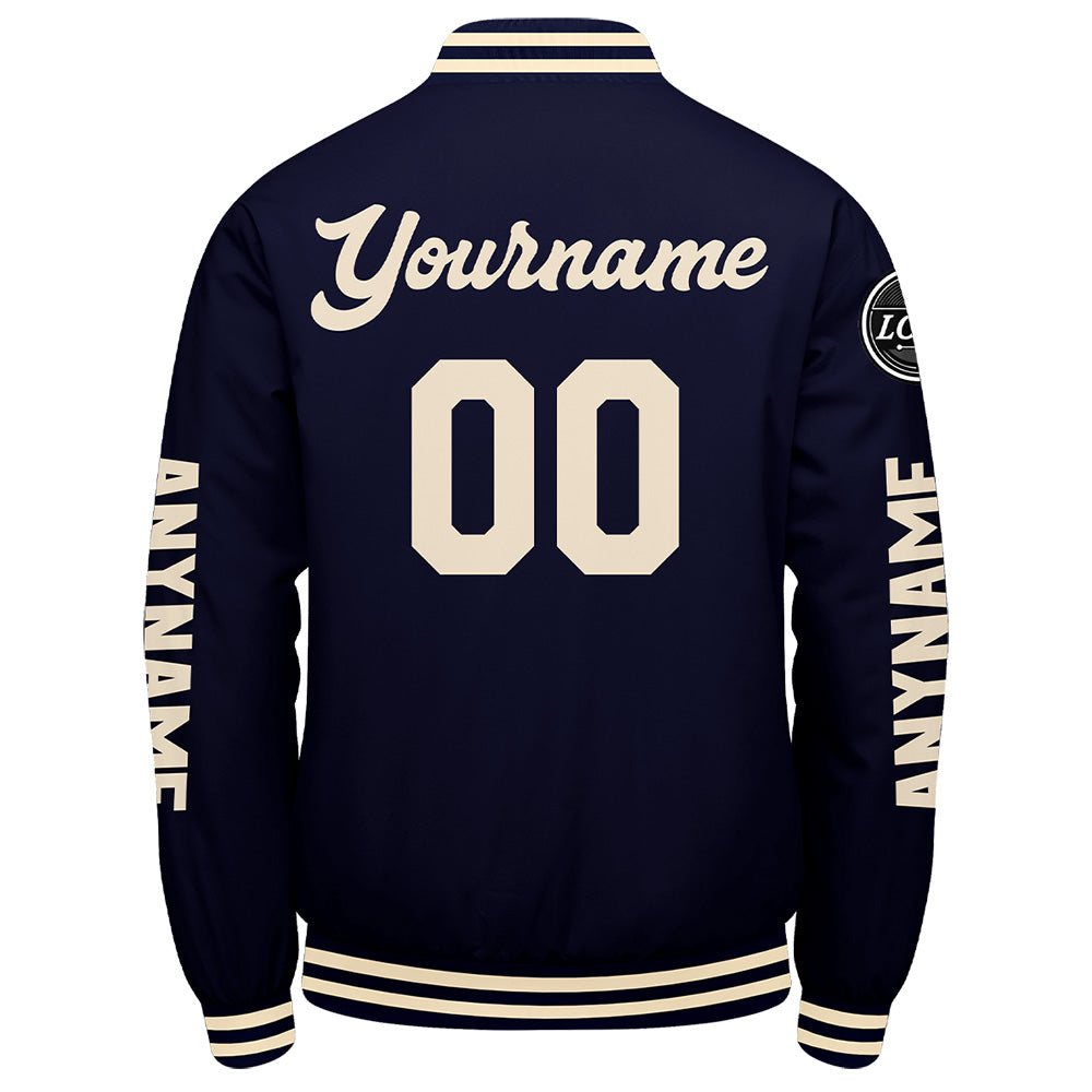 Custom Navy Cream Varsity Jackets for Men Women Youth Personalized Letterman Jackets