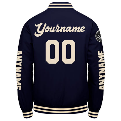 Custom Navy Cream Varsity Jackets for Men Women Youth Personalized Letterman Jackets