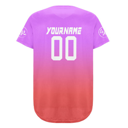 Custom Purple Pink Baseball Jersey Personalized Gradient Team Uniforms Shirt with Name Number