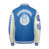 Custom Blue White Letterman Varsity Jacket Personalized Embroidery Printing