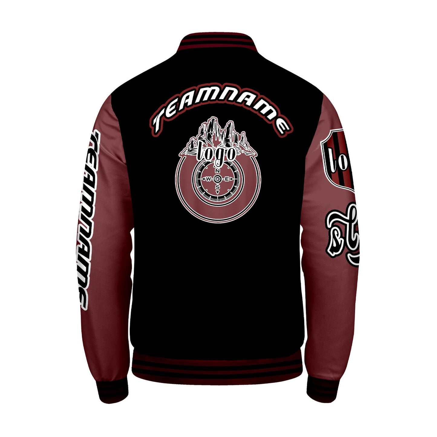Custom Black Red Letterman Varsity Jacket Personalized Embroidery Printing