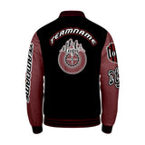 Custom Black Red Letterman Varsity Jacket Personalized Embroidery Printing