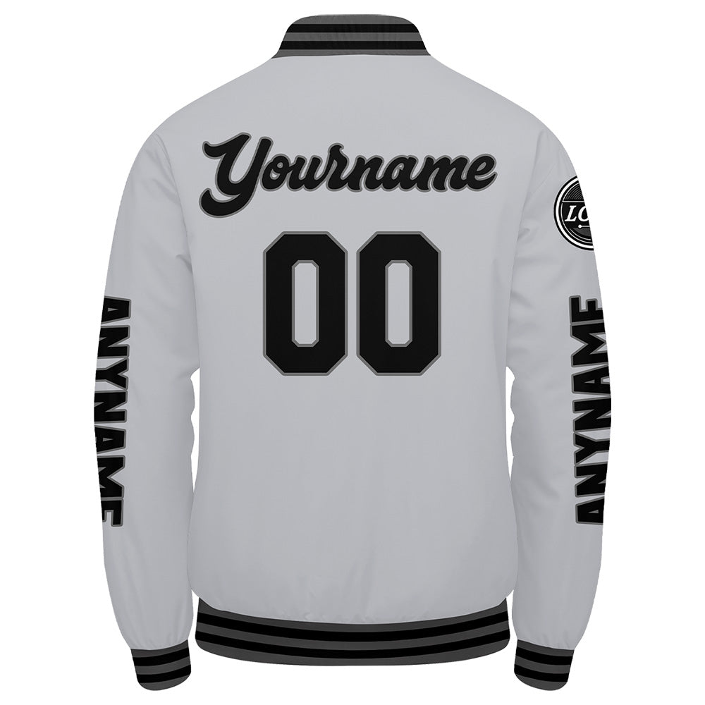 Custom Grey Black Varsity Jackets for Men Women Youth Personalized Letterman Jackets