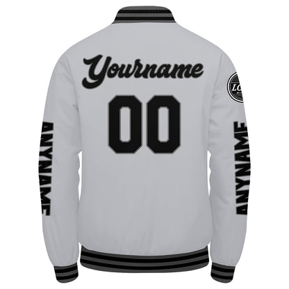 Custom Grey Black Varsity Jackets for Men Women Youth Personalized Letterman Jackets