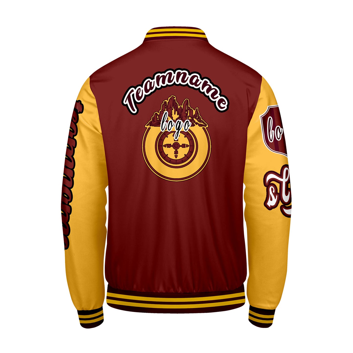 Custom Red Yellow Letterman Varsity Jacket Personalized Embroidery Printing