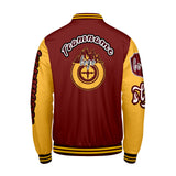 Custom Red Yellow Letterman Varsity Jacket Personalized Embroidery Printing