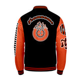 Custom Black Orange Letterman Varsity Jacket Personalized Embroidery Printing