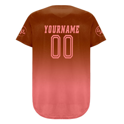 Custom Brown Pink Baseball Jersey Personalized Gradient Team Uniforms Shirt with Name Number