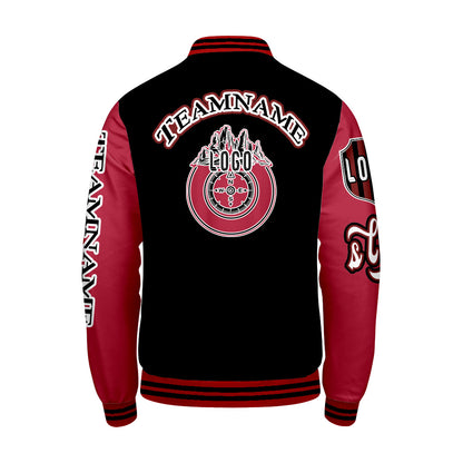 Custom Black Red Letterman Varsity Jacket Personalized Embroidery Printing