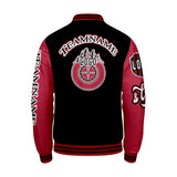 Custom Black Red Letterman Varsity Jacket Personalized Embroidery Printing