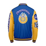 Custom Blue Yellow Letterman Varsity Jacket Personalized Embroidery Printing