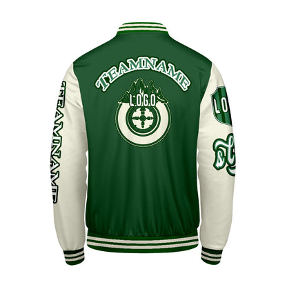 Custom Green White Letterman Varsity Jacket Personalized Embroidery Printing