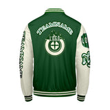 Custom Green White Letterman Varsity Jacket Personalized Embroidery Printing