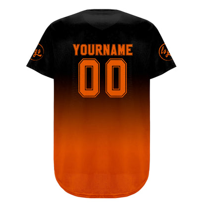 Custom Black Orange Baseball Jersey Personalized Gradient Team Uniforms Shirt with Name Number