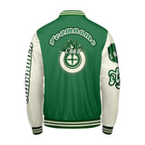 Custom Green White Letterman Varsity Jacket Personalized Embroidery Printing