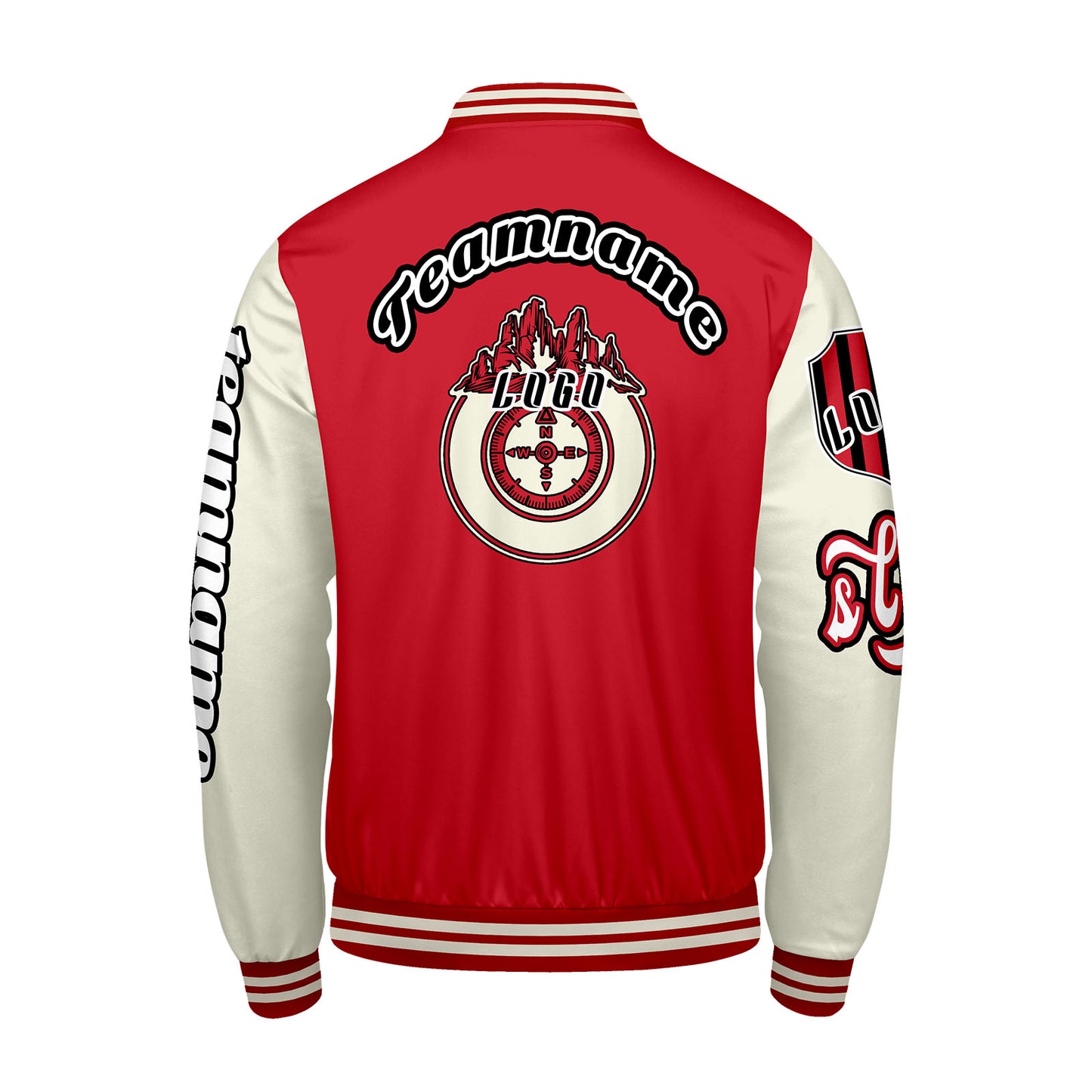 Custom Red White Letterman Varsity Jacket Personalized Embroidery Printing