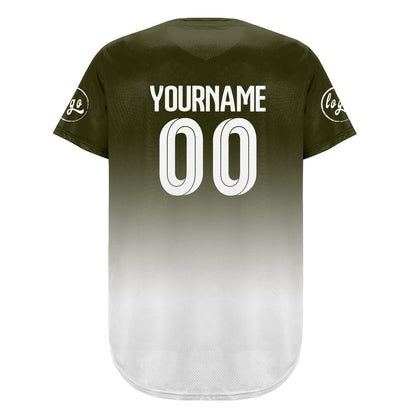Custom Green White Baseball Jersey Personalized Gradient Team Uniforms Shirt with Name Number