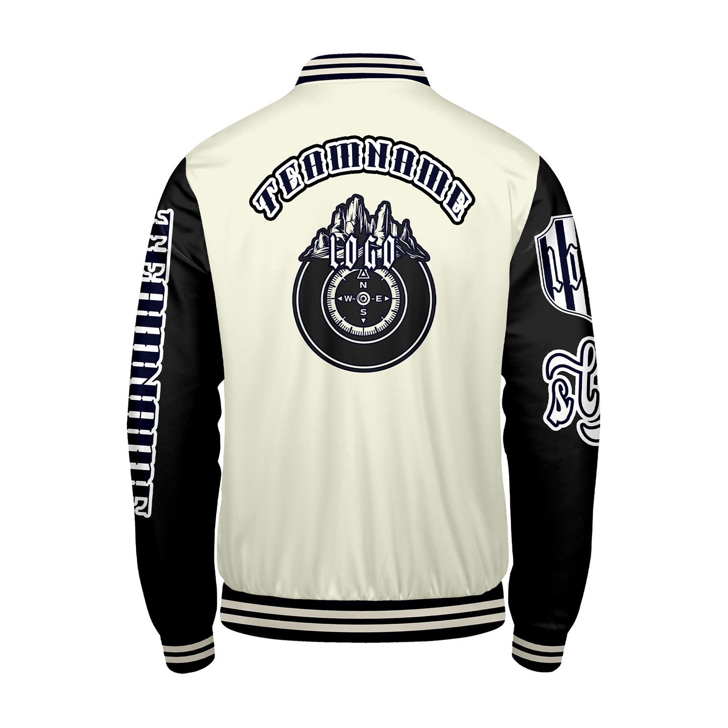 Custom White Black Letterman Varsity Jacket Personalized Embroidery Printing