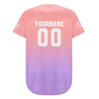 Custom Pink Light Purple Baseball Jersey Personalized Gradient Team Uniforms Shirt with Name Number