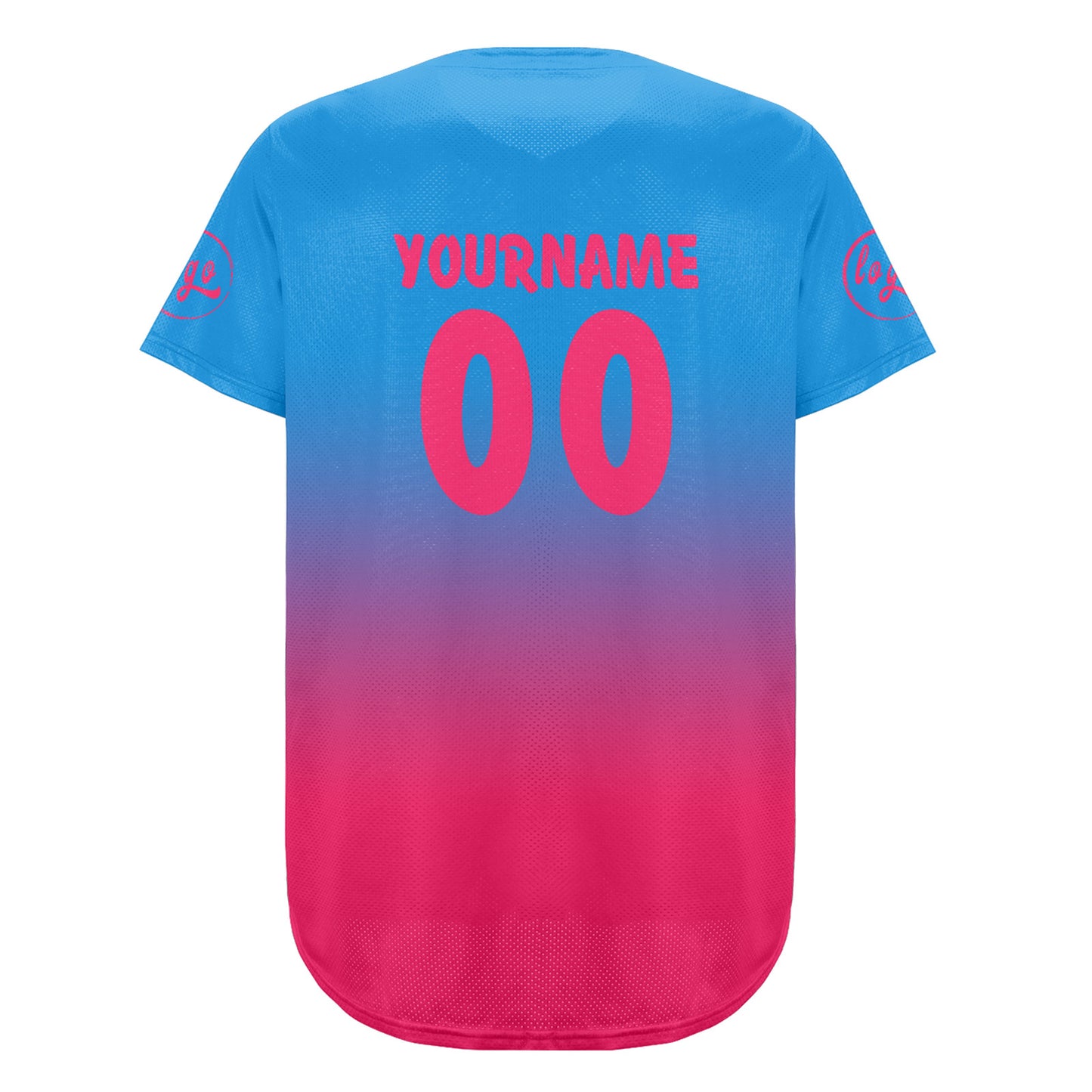 Custom Blue Fuchsia Baseball Jersey Personalized Gradient Team Uniforms Shirt with Name Number
