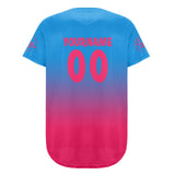 Custom Blue Fuchsia Baseball Jersey Personalized Gradient Team Uniforms Shirt with Name Number
