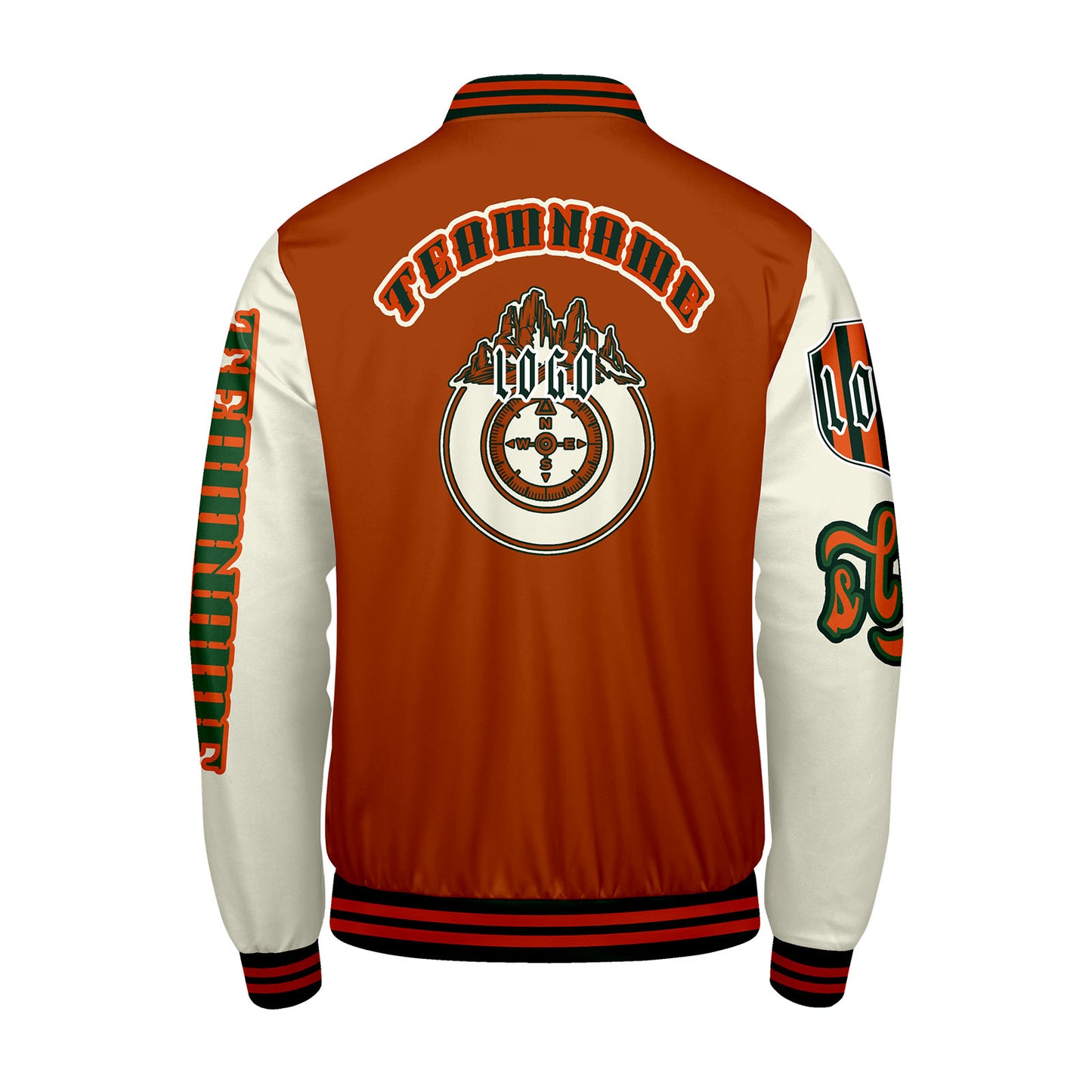 Custom Orange White Letterman Varsity Jacket Personalized Embroidery Printing